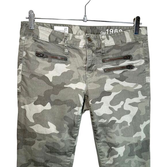 Gap 1969 Womens Camouflage Low Rise Always Skinny Zipper Pocket Jeans 27 Grunge - Picture 3 of 12